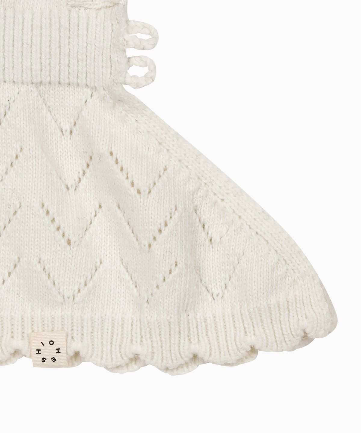 오헤시오(OHESHIO) LACE KNIT BALACLAVA, WHITE