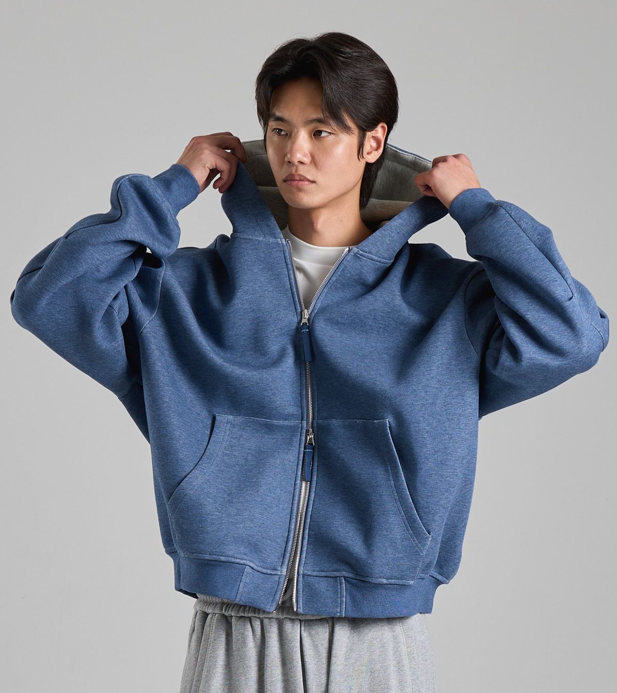 버튼서울(BUTTON SEOUL) 투웨이 코튼 후드 집업 (네이비)