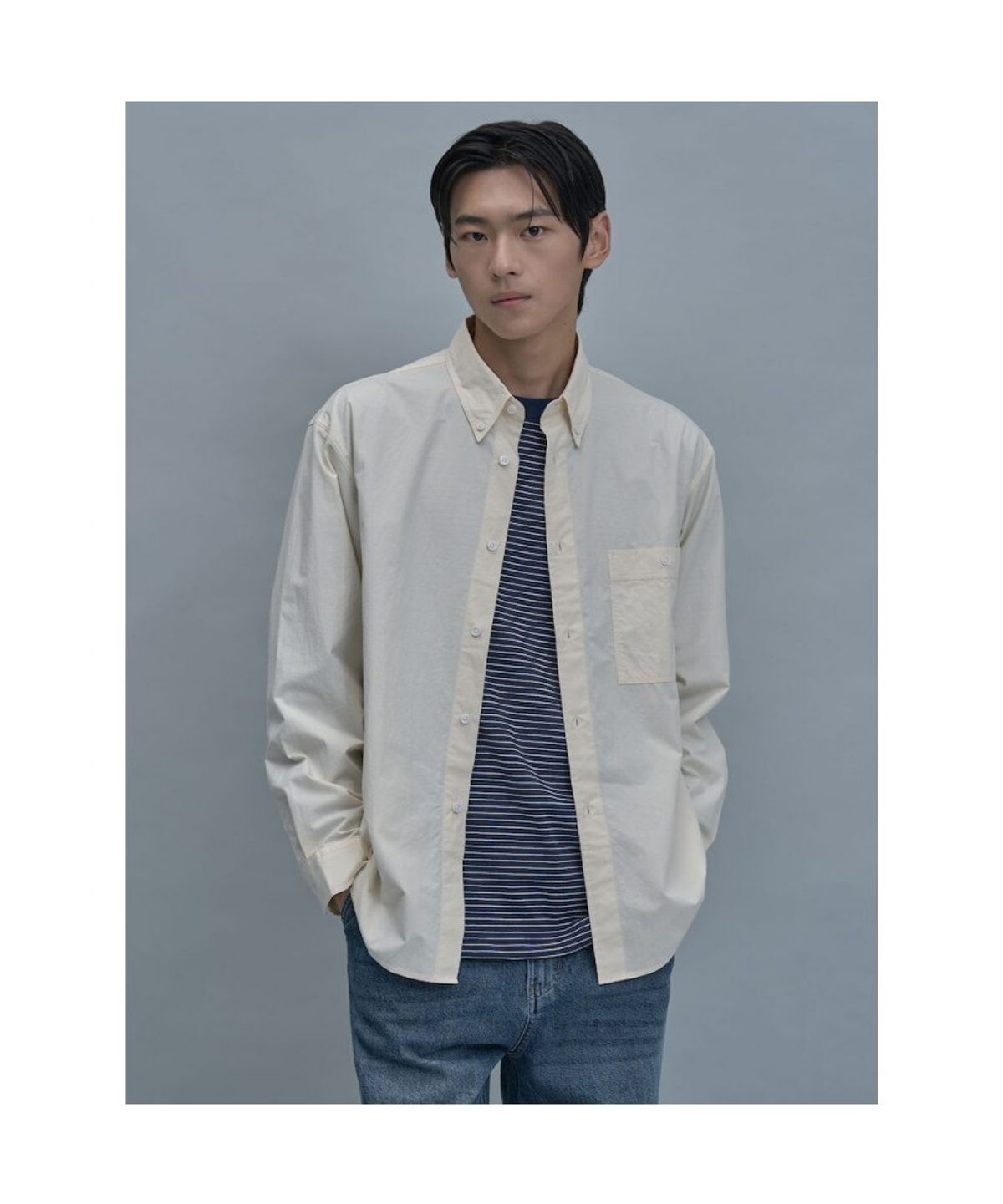 시프트지(SHIFT.G) Relax Fit Solid Shirts  Ivory