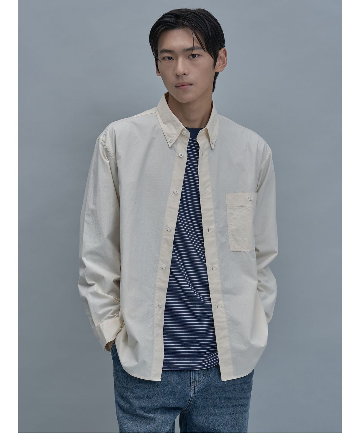 시프트지(SHIFT.G) Relax Fit Solid Shirts  Ivory