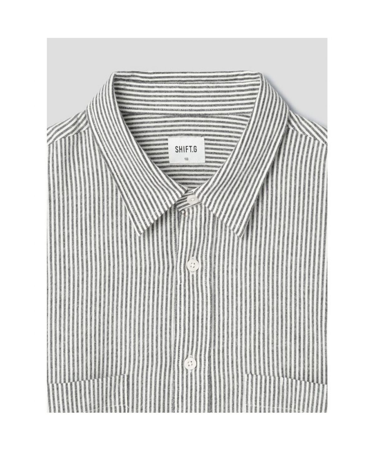시프트지(SHIFT.G) Brushed Cotton Stripe Shirts  Ivory