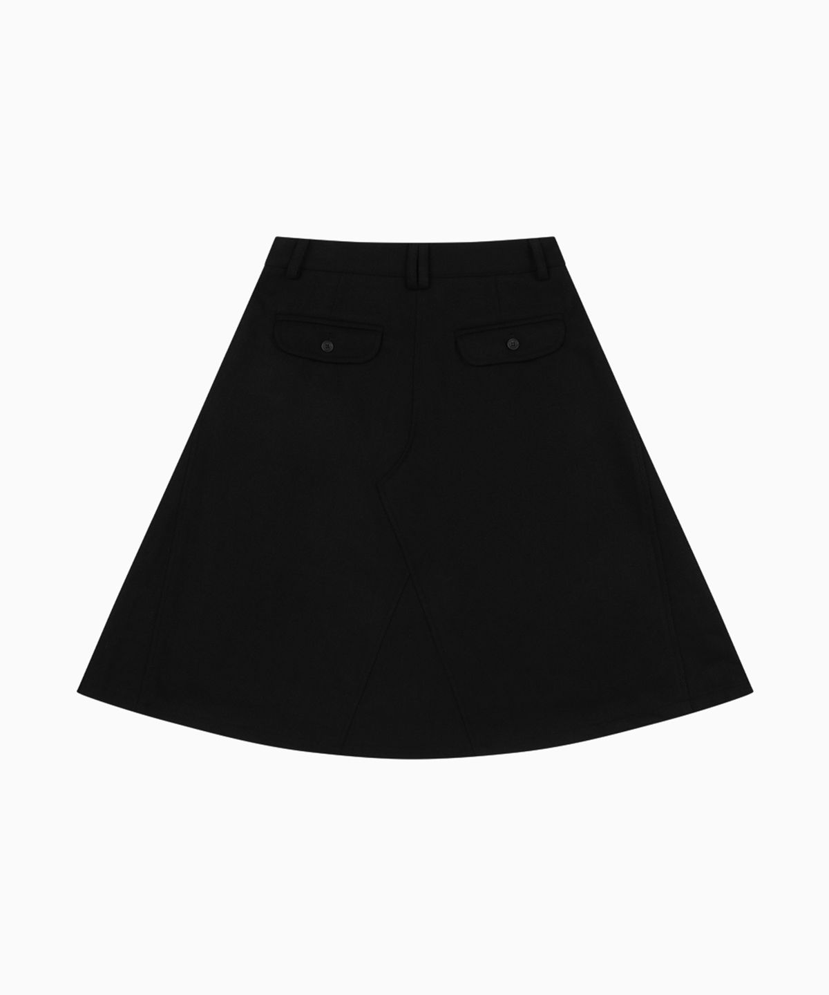 오헤시오(OHESHIO) WOOL TWILL A-LINE SKIRT, BLACK