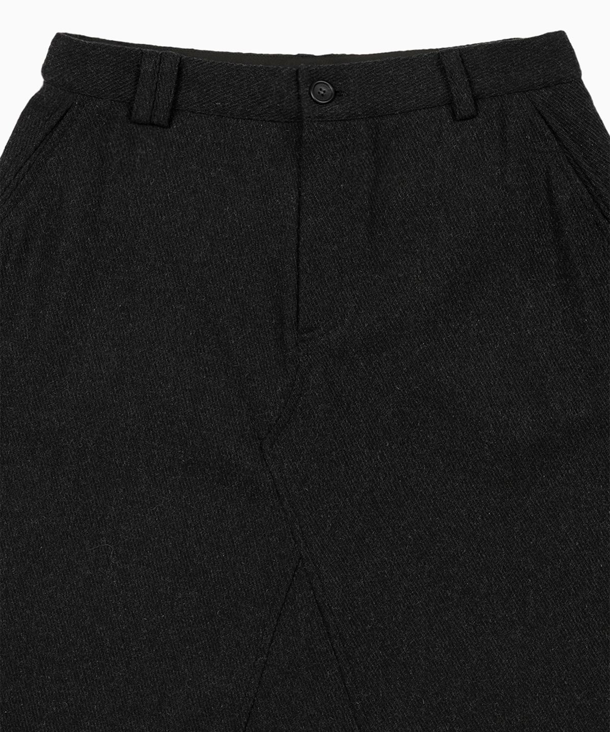 오헤시오(OHESHIO) WOOL TWILL A-LINE SKIRT, CHARCOAL
