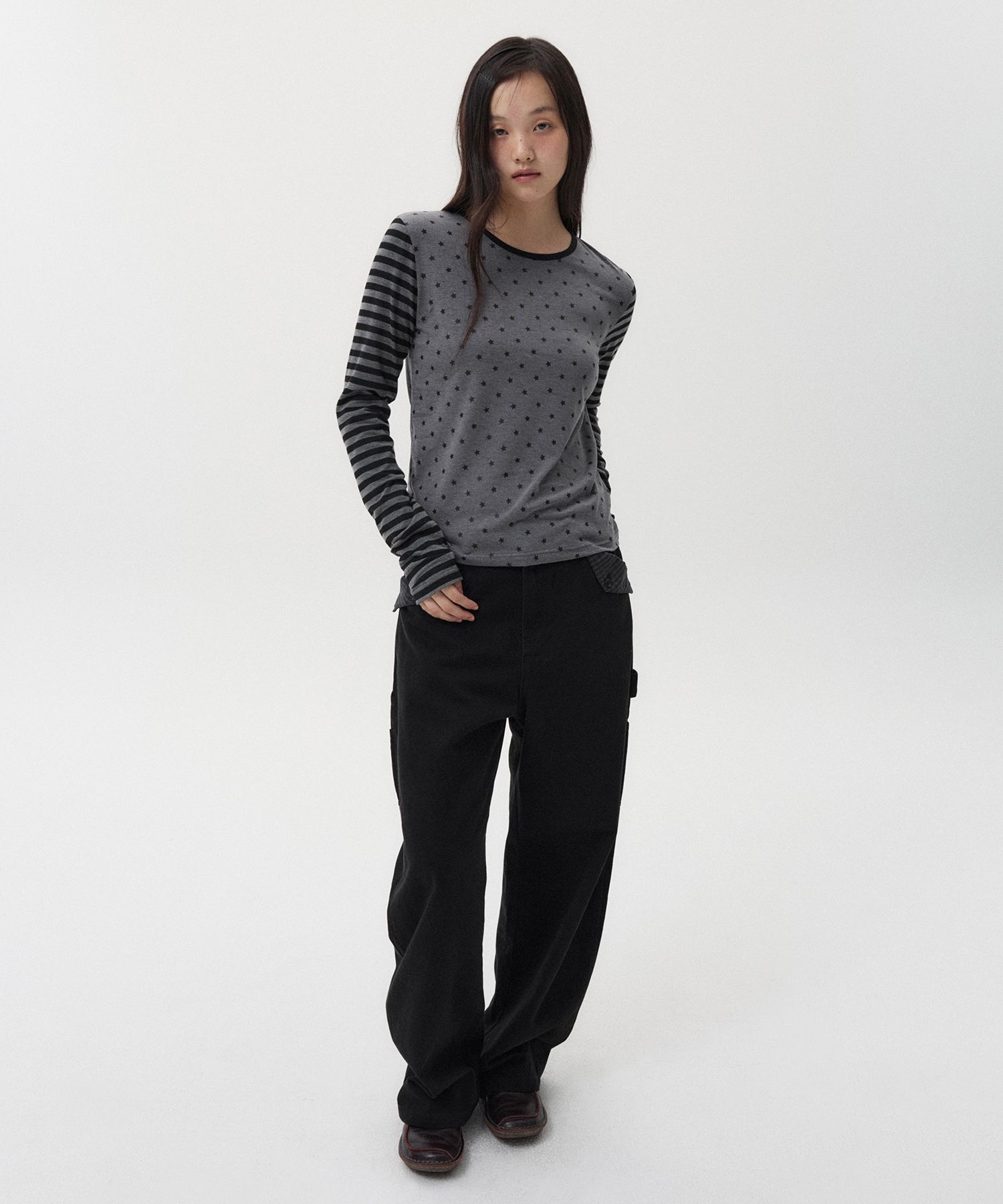 오헤시오(OHESHIO) CHECK POCKET CARPENTER PANTS, BLACK - 사이즈