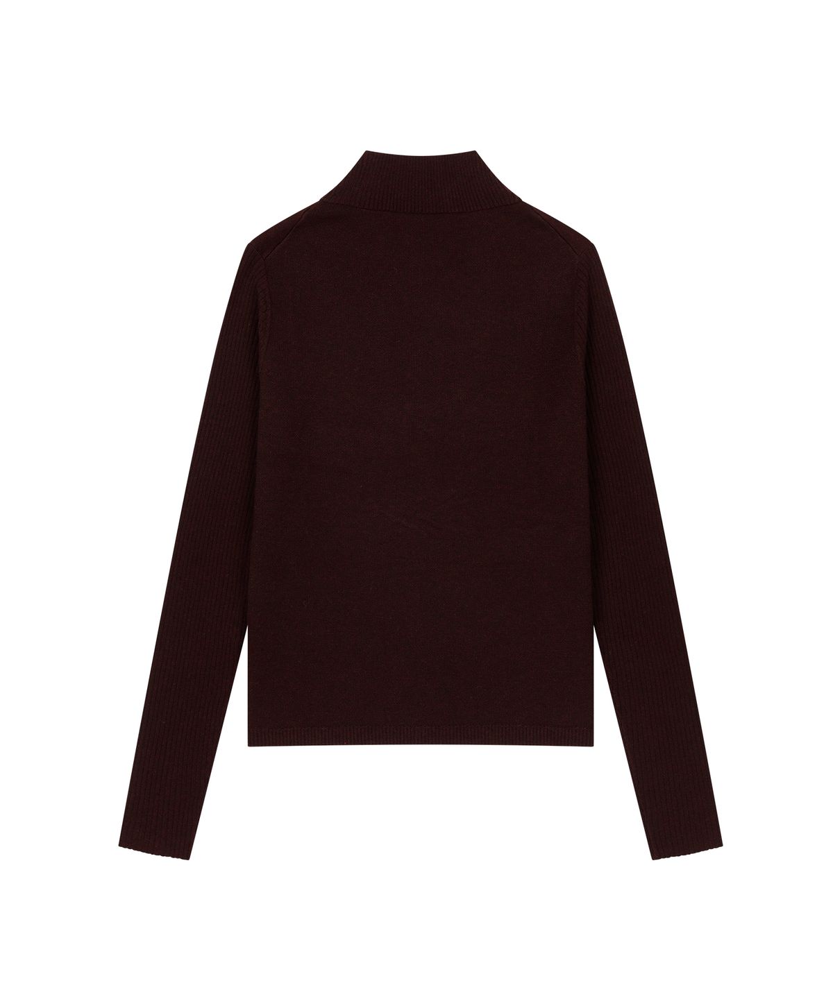오헤시오(OHESHIO) ARGYLE HALF NECK RIBBED KNIT, BURGUNDY