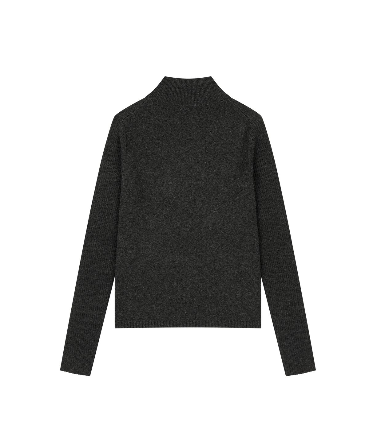 오헤시오(OHESHIO) ARGYLE HALF NECK RIBBED KNIT, CHARCOAL