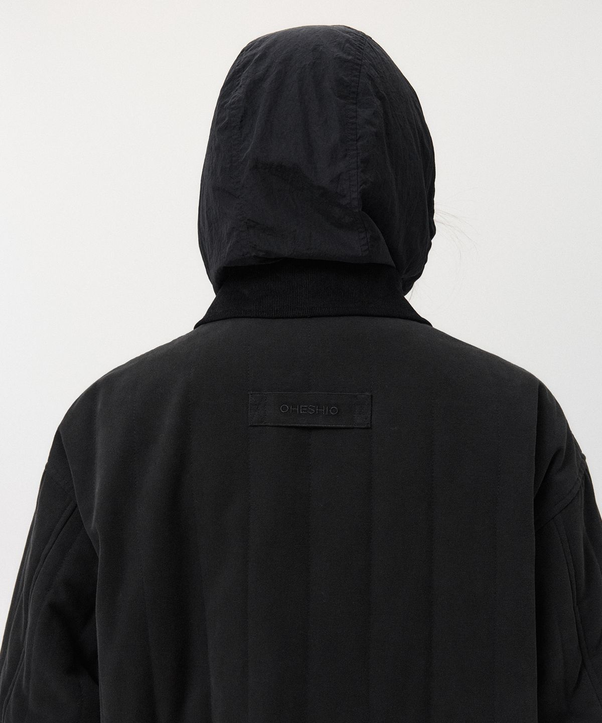 오헤시오(OHESHIO) CORDUROY COLLAR QUILTED JACKET, BLACK