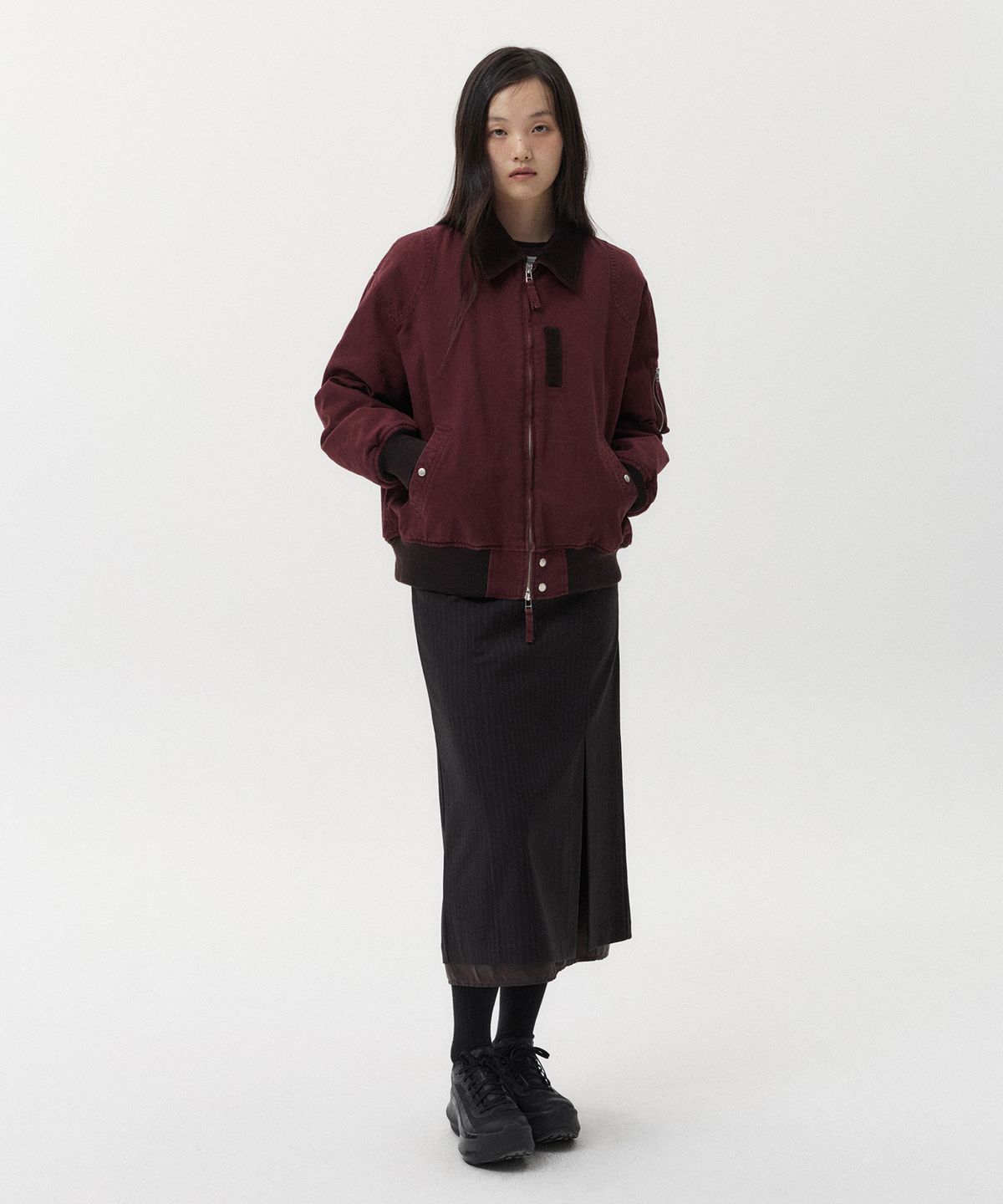 오헤시오(OHESHIO) WASHED COTTON BLOUSON, BURGUNDY