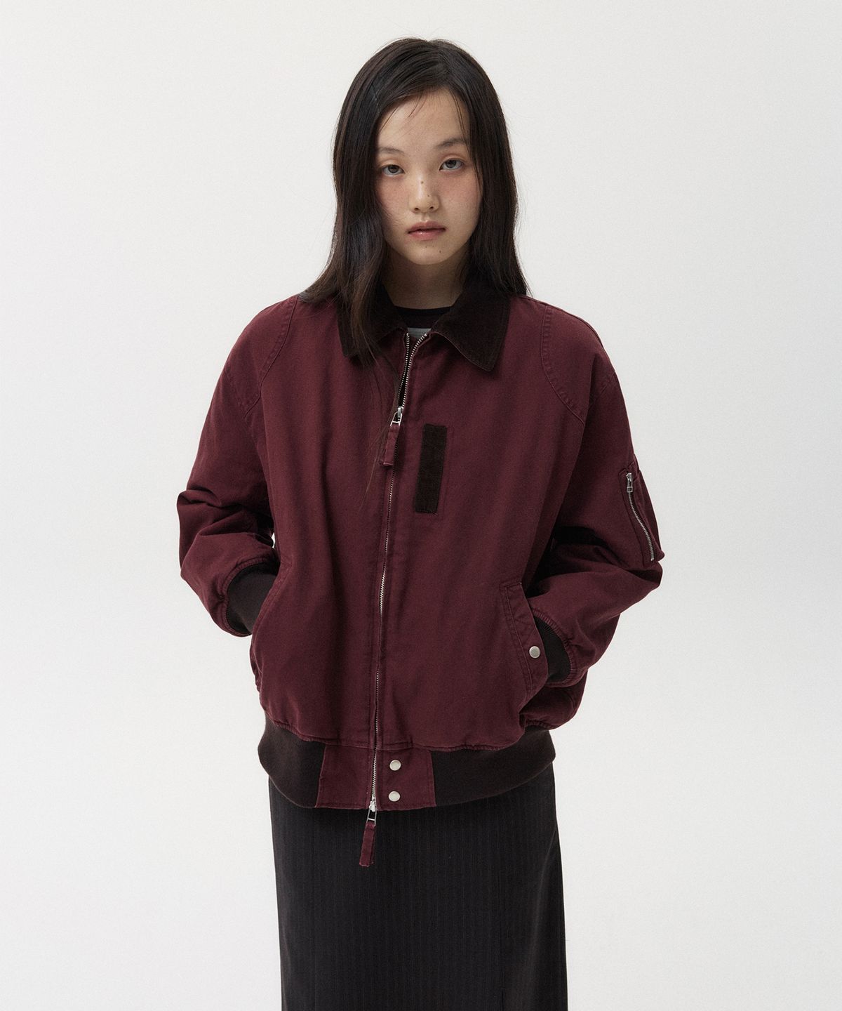 오헤시오(OHESHIO) WASHED COTTON BLOUSON, BURGUNDY