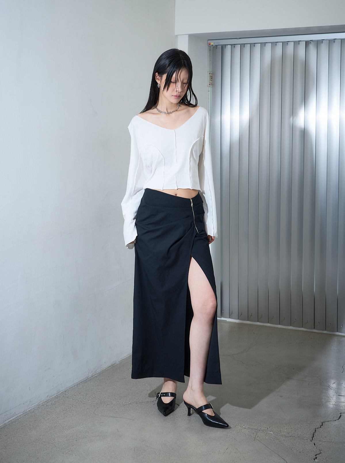 녹타브(NOCTAVE) 돌먼슬리브 탑 화이트