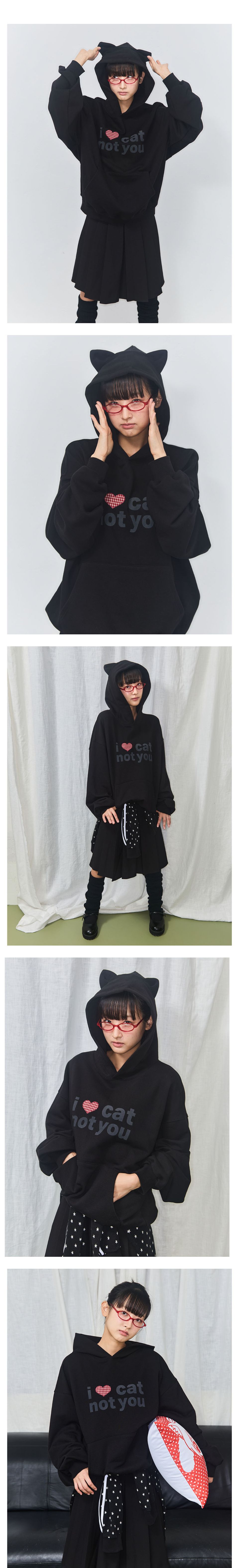 MUSINSA | ITZAVIBE I LOVE CAT NOT YOU CAT EAR HOODIE