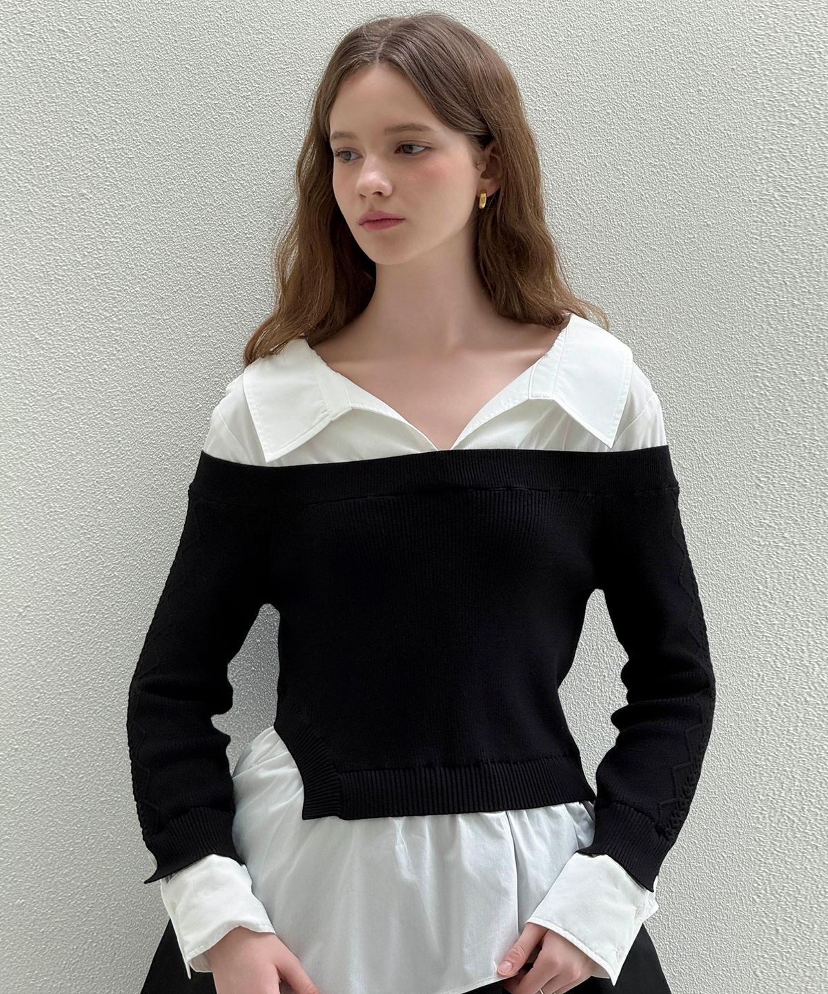 로트르드민(LAUTREDE MIN) Layered shirts knit