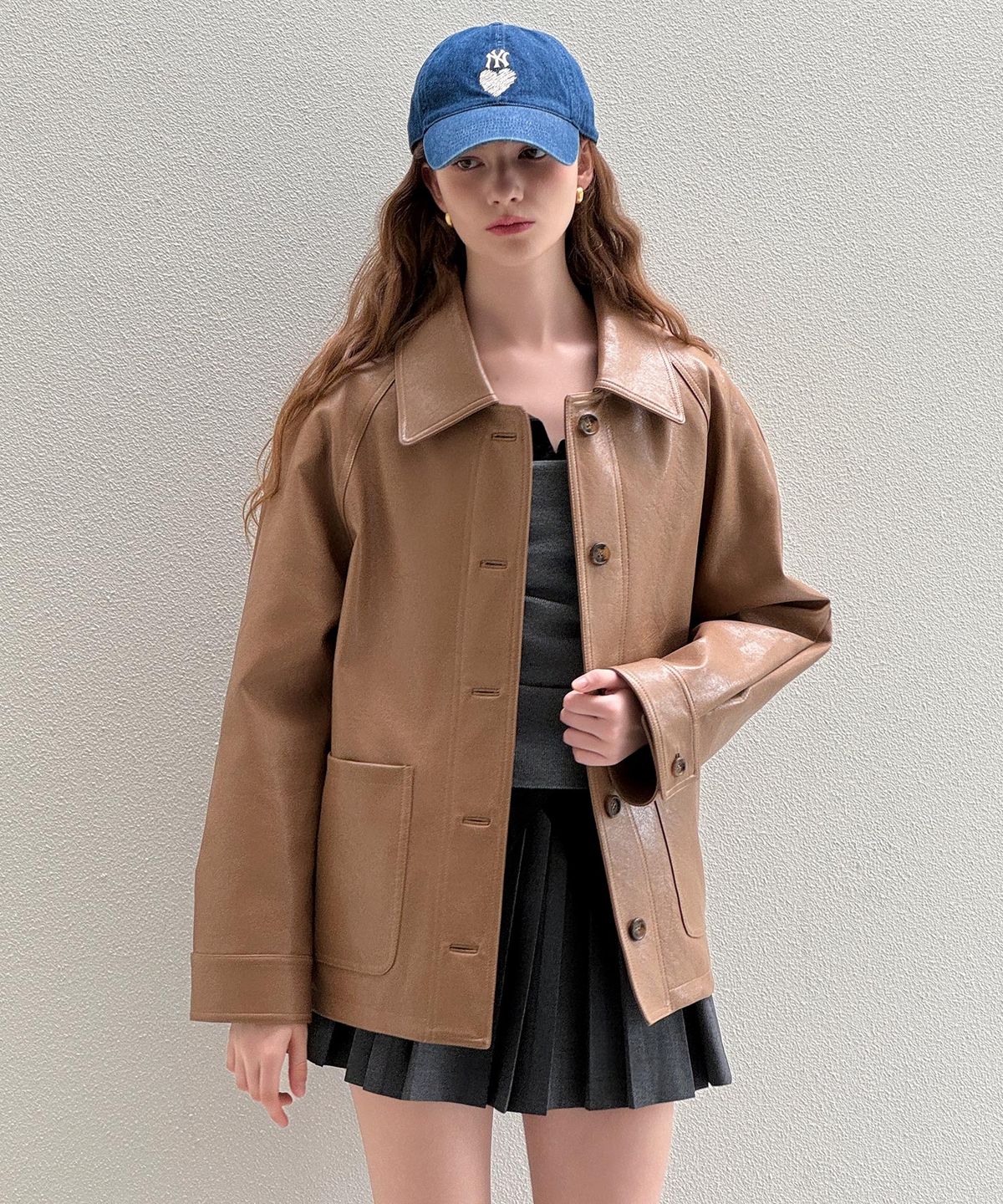 로트르드민(LAUTREDE MIN) Daze belted leather Brown jacket