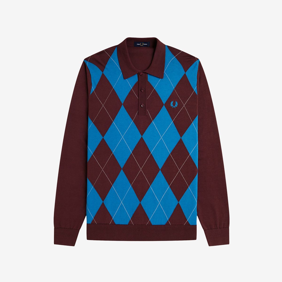프레드페리(FRED PERRY) [Sharp] 아가일 롱슬리브 니트 셔츠 - 옥스블러드 AFPM253K318-597