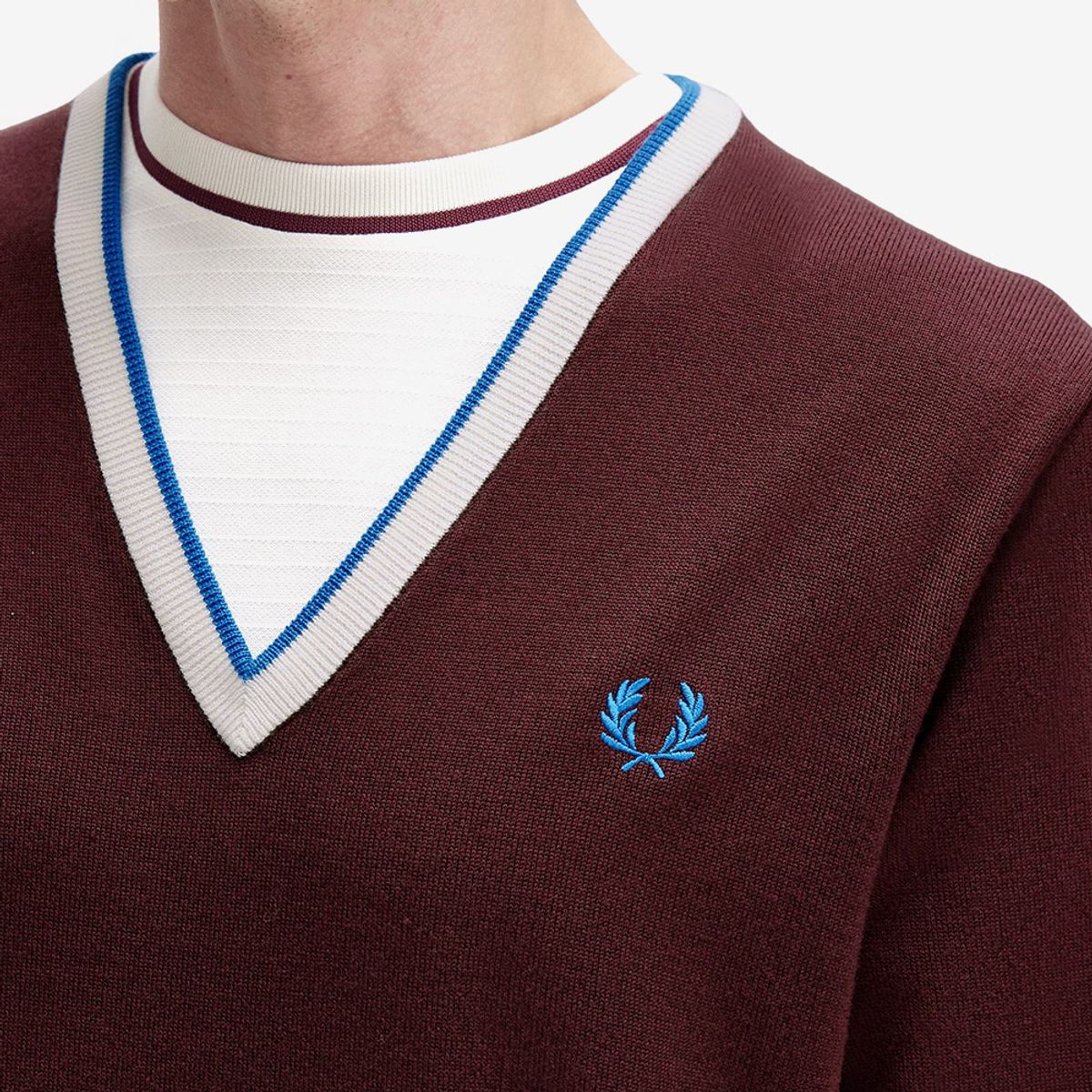 프레드페리(FRED PERRY) [Sharp] 컨트라스트 팁 니트 - 옥스블러드 AFPM253K316-597