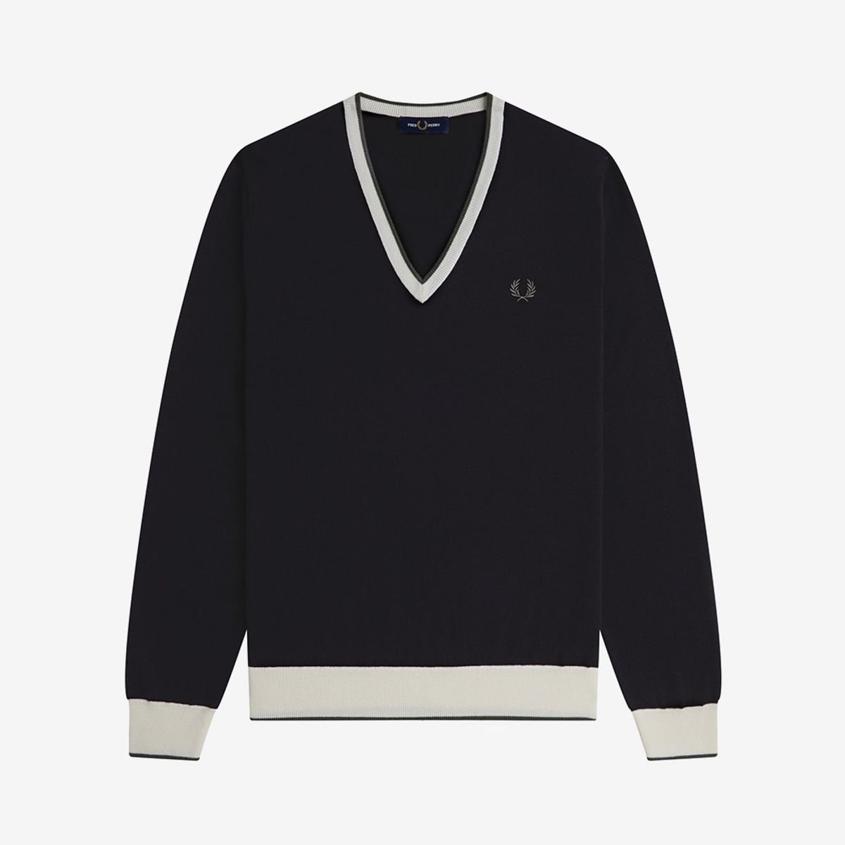 프레드페리(FRED PERRY) [Sharp] 컨트라스트 팁 니트 - 블랙 AFPM253K316-102