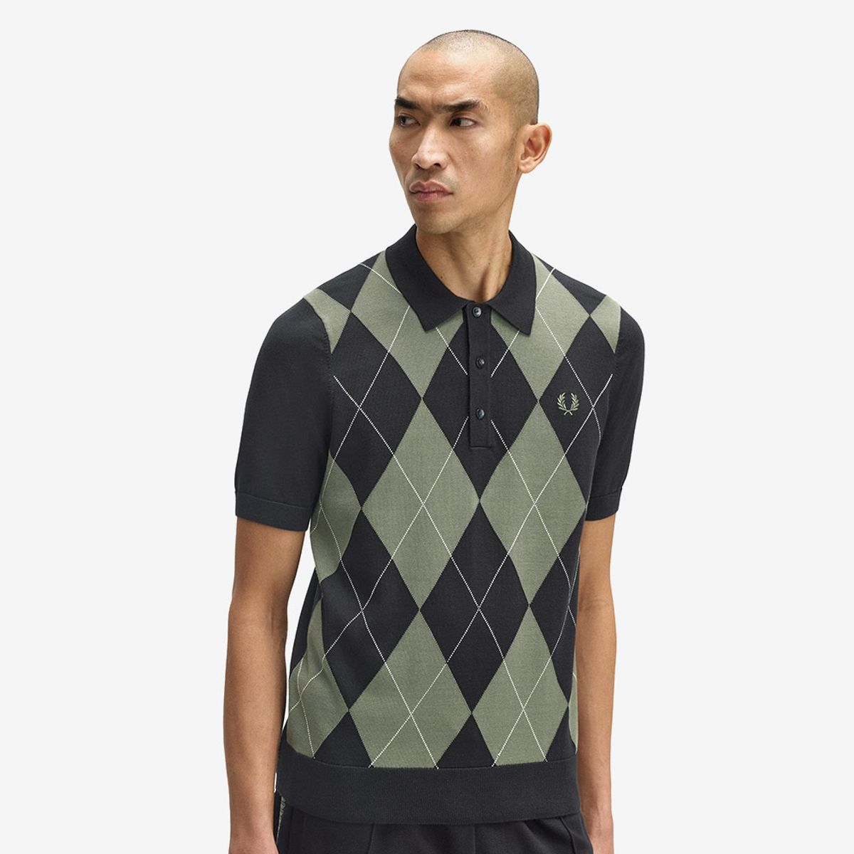 프레드페리(FRED PERRY) [Sharp] 아가일 니트 셔츠 - 블랙 AFPM2531317-102
