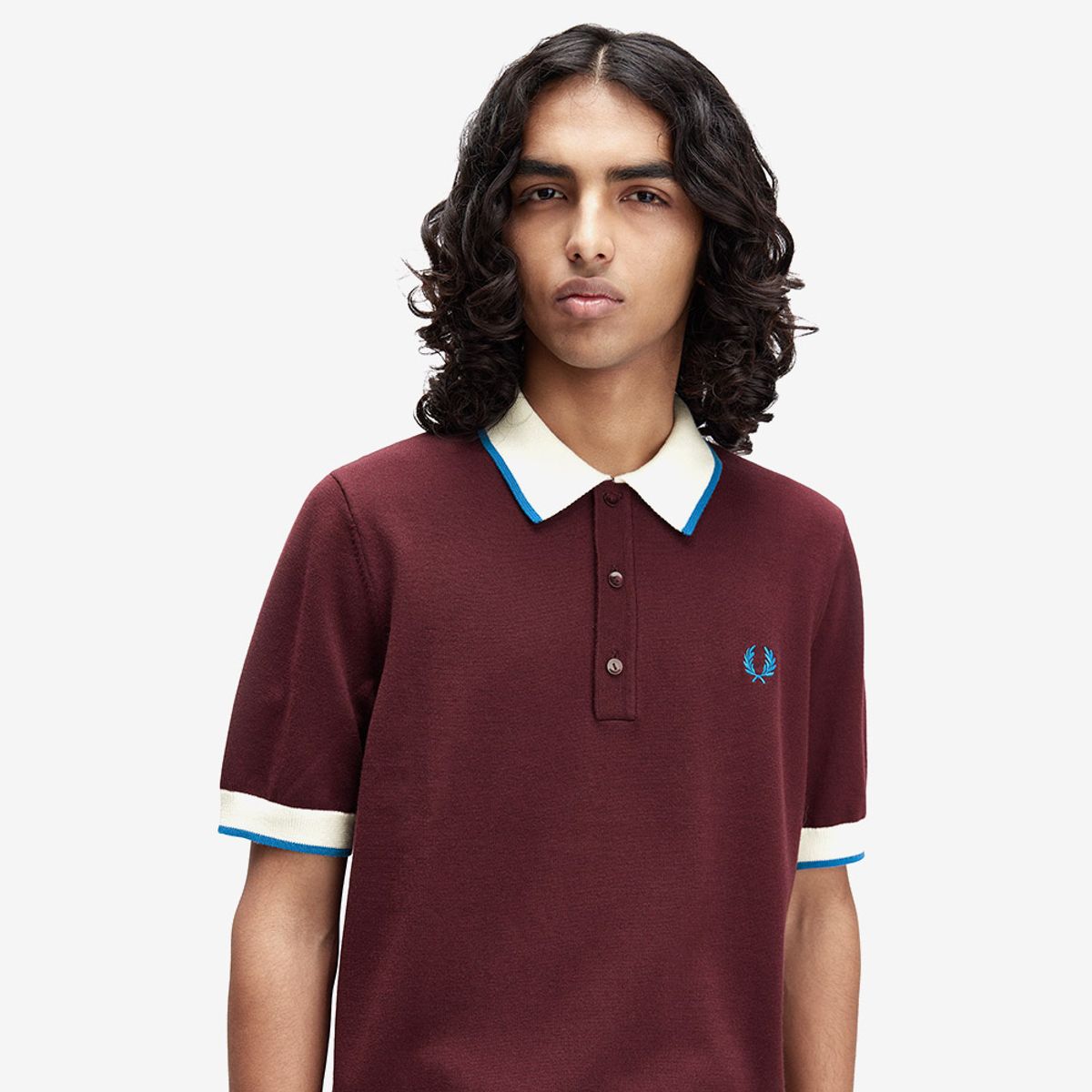프레드페리(FRED PERRY) [Sharp] 컨트라스트 팁 니트 셔츠 - 옥스블러드 AFPM253K315-597