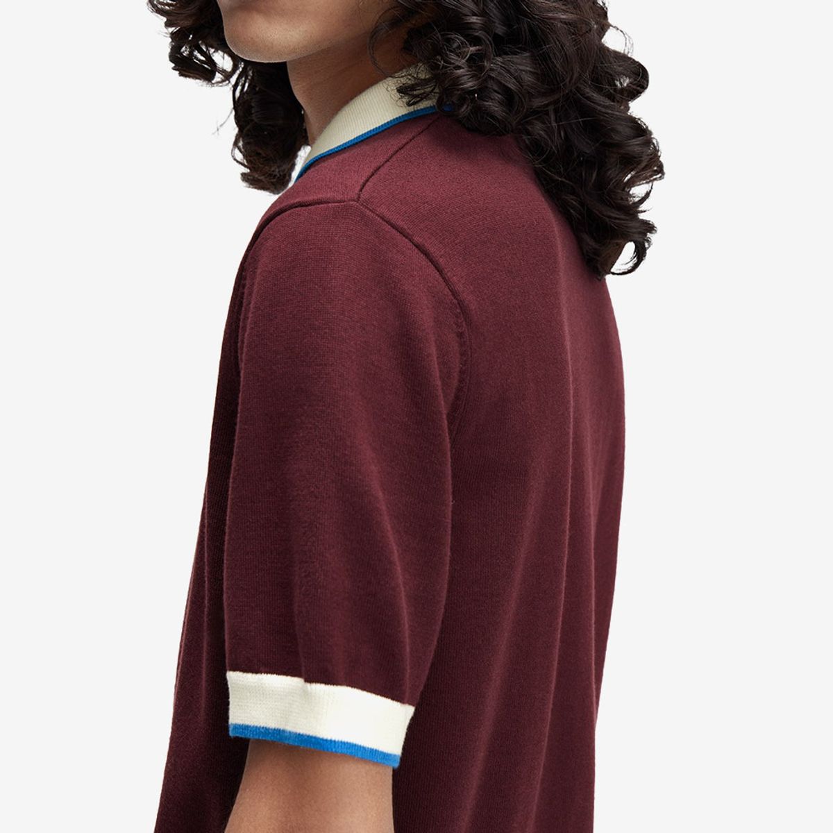 프레드페리(FRED PERRY) [Sharp] 컨트라스트 팁 니트 셔츠 - 옥스블러드 AFPM253K315-597