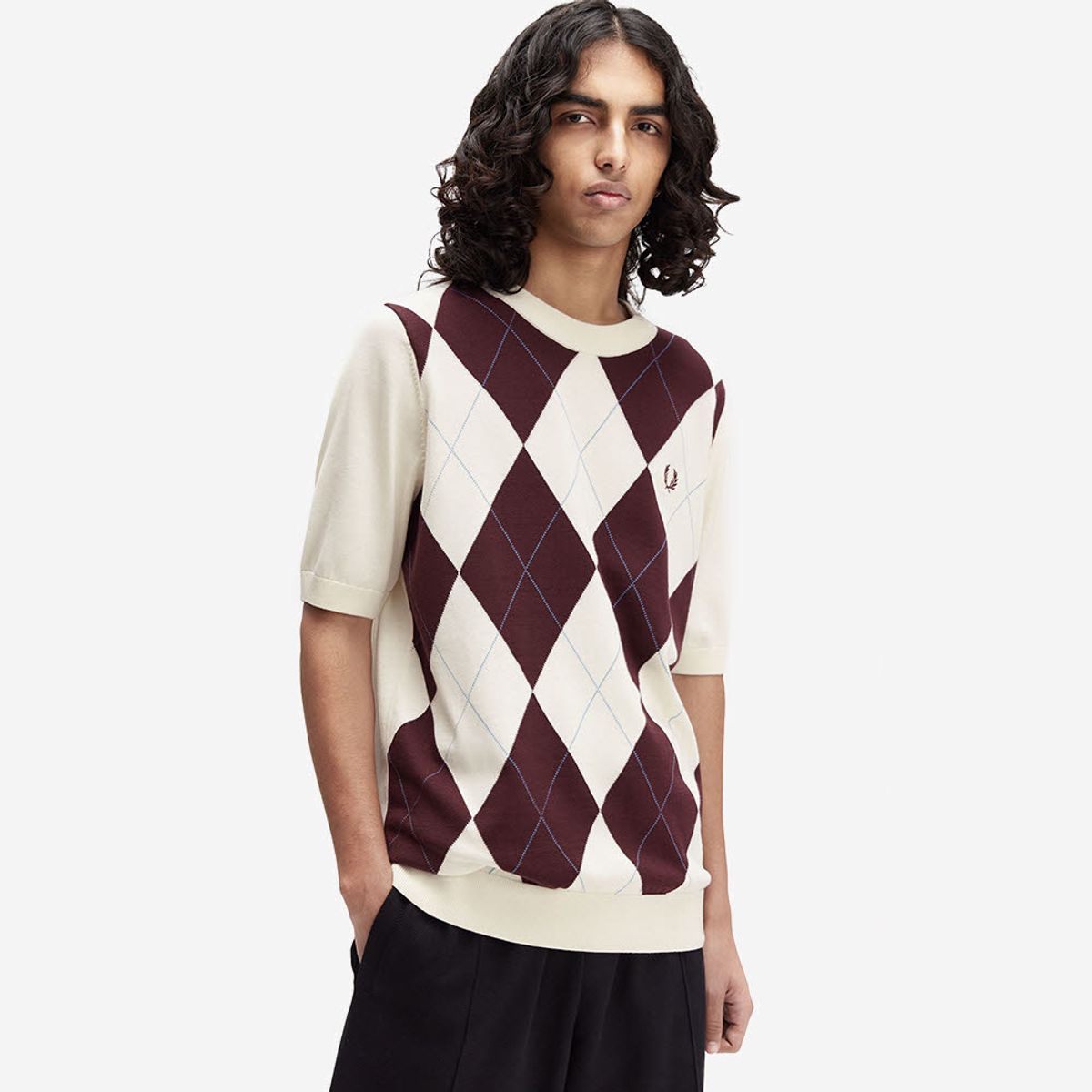 프레드페리(FRED PERRY) [Sharp] 아가일 니트 티셔츠 - 에크루 AFPM2531319-560