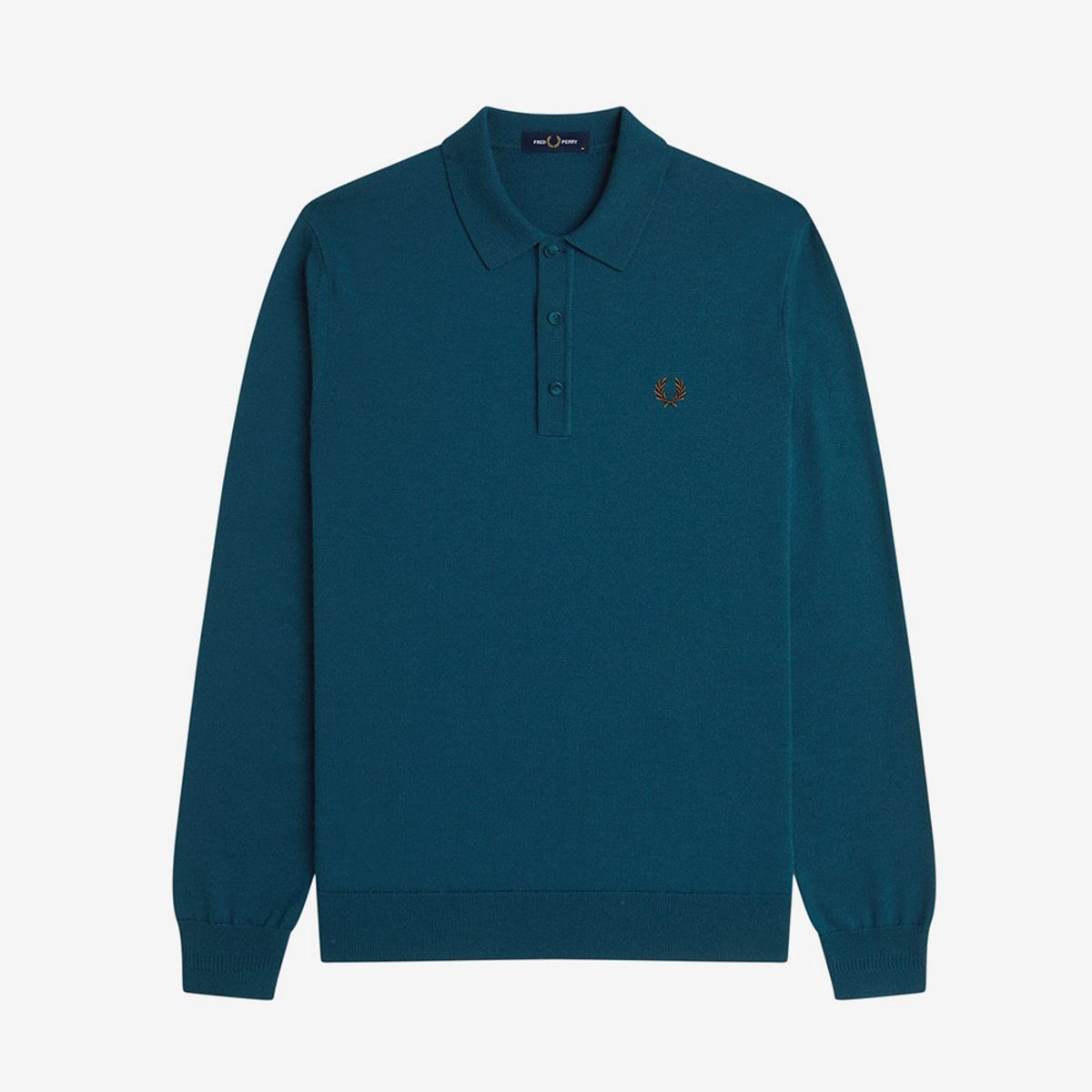 프레드페리(FRED PERRY) [Sharp] 롱슬리브 클래식 니트 셔츠 - 다크 페트롤 AFPM2534535-Z23