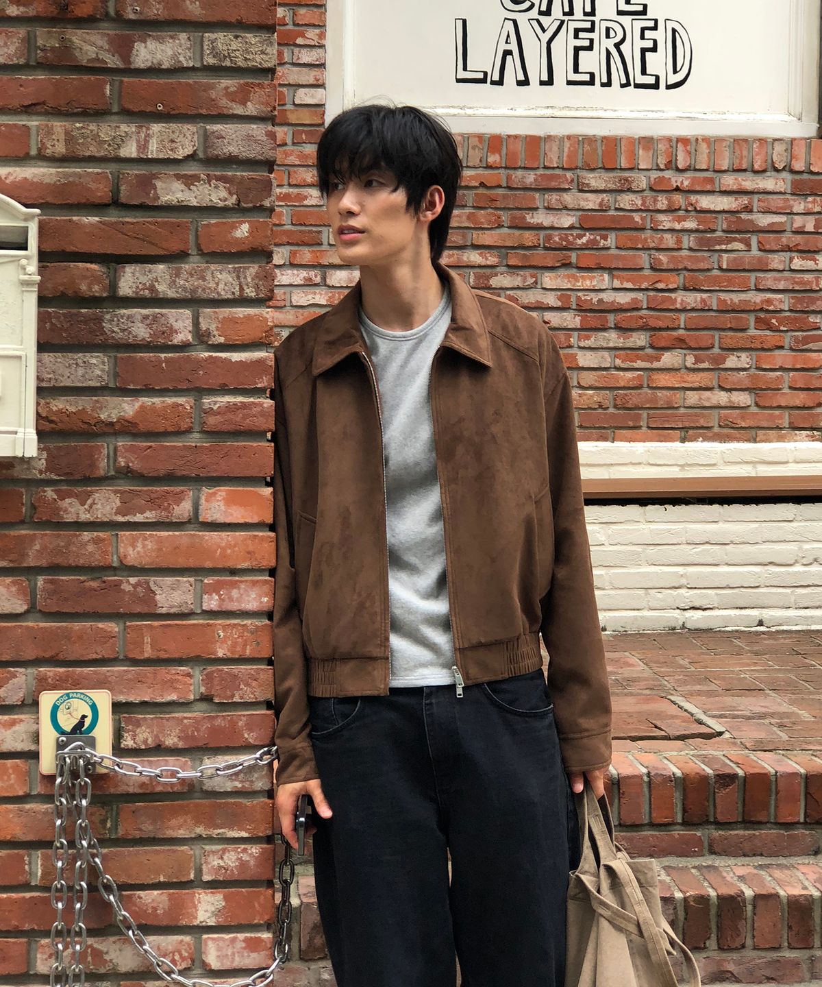 데이(THEY) 크롭 스웨이드 카라 자켓_BROWN