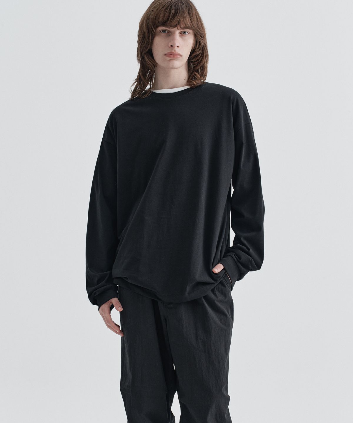 이지오(EZIO) Cotton Long Sleeve T-shirt_Black