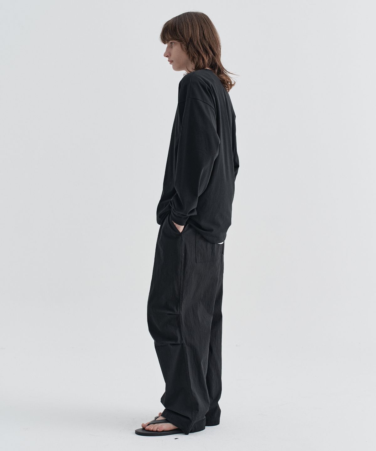 이지오(EZIO) Cotton Long Sleeve T-shirt_Black