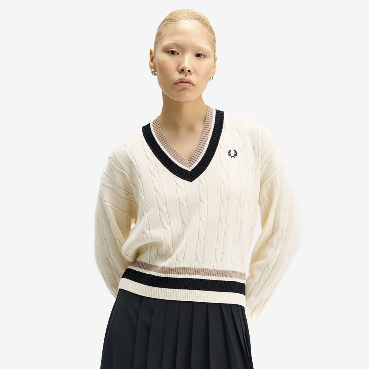 프레드페리(FRED PERRY) [Womens] 볼드 팁 케이블 니트 - 에크루 AFPF2531102-560