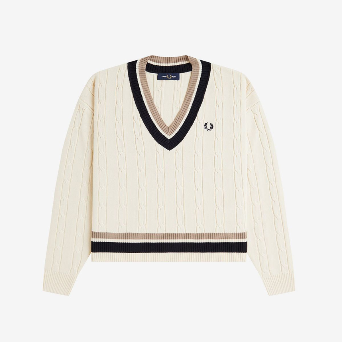 프레드페리(FRED PERRY) [Womens] 볼드 팁 케이블 니트 - 에크루 AFPF2531102-560