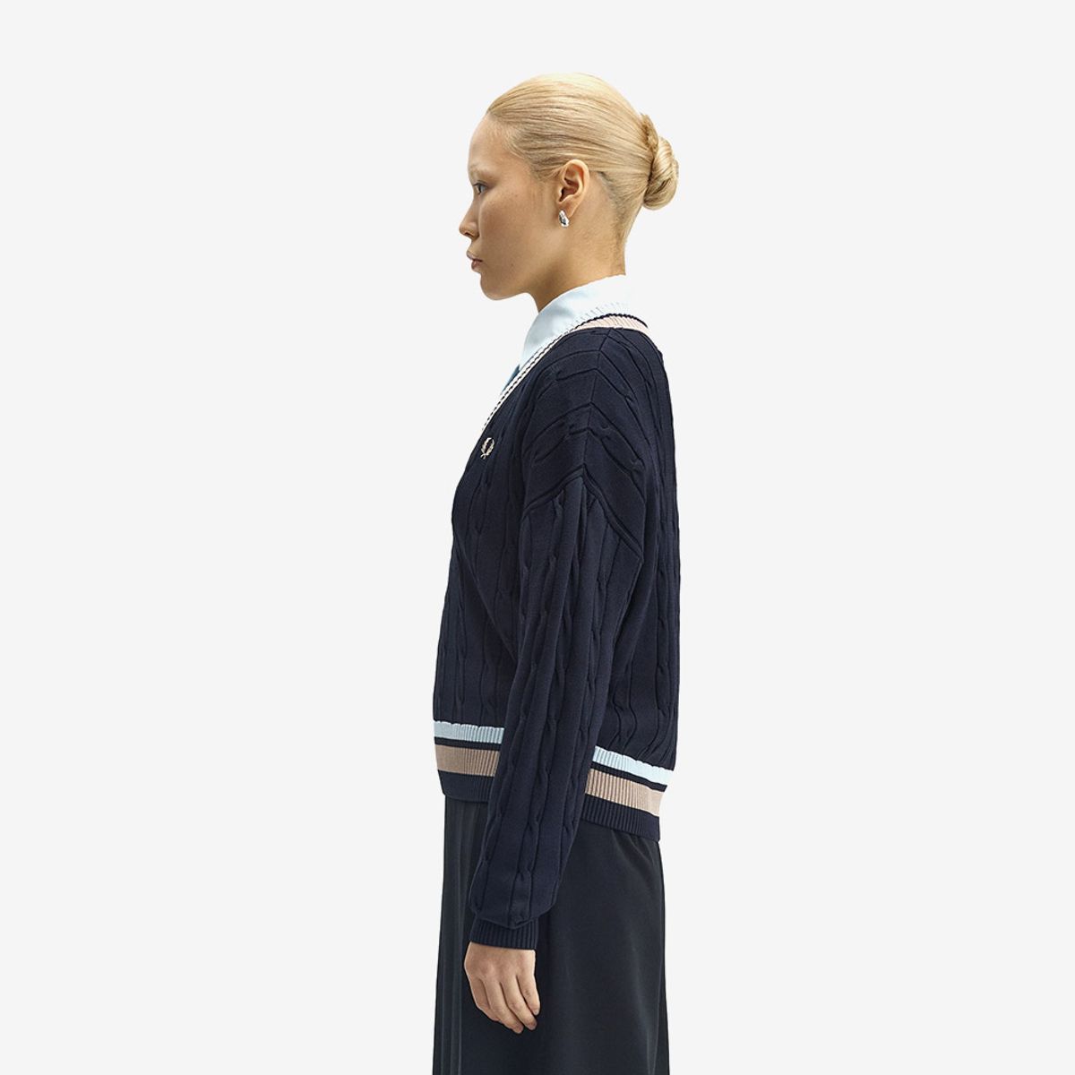 프레드페리(FRED PERRY) [Womens] 볼드 팁 케이블 니트 - 네이비 AFPF2531102-608