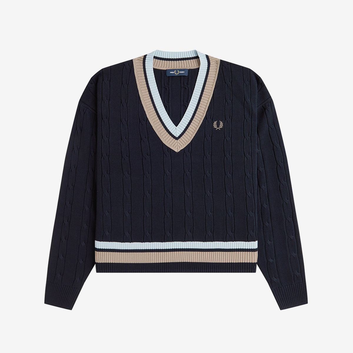 프레드페리(FRED PERRY) [Womens] 볼드 팁 케이블 니트 - 네이비 AFPF2531102-608