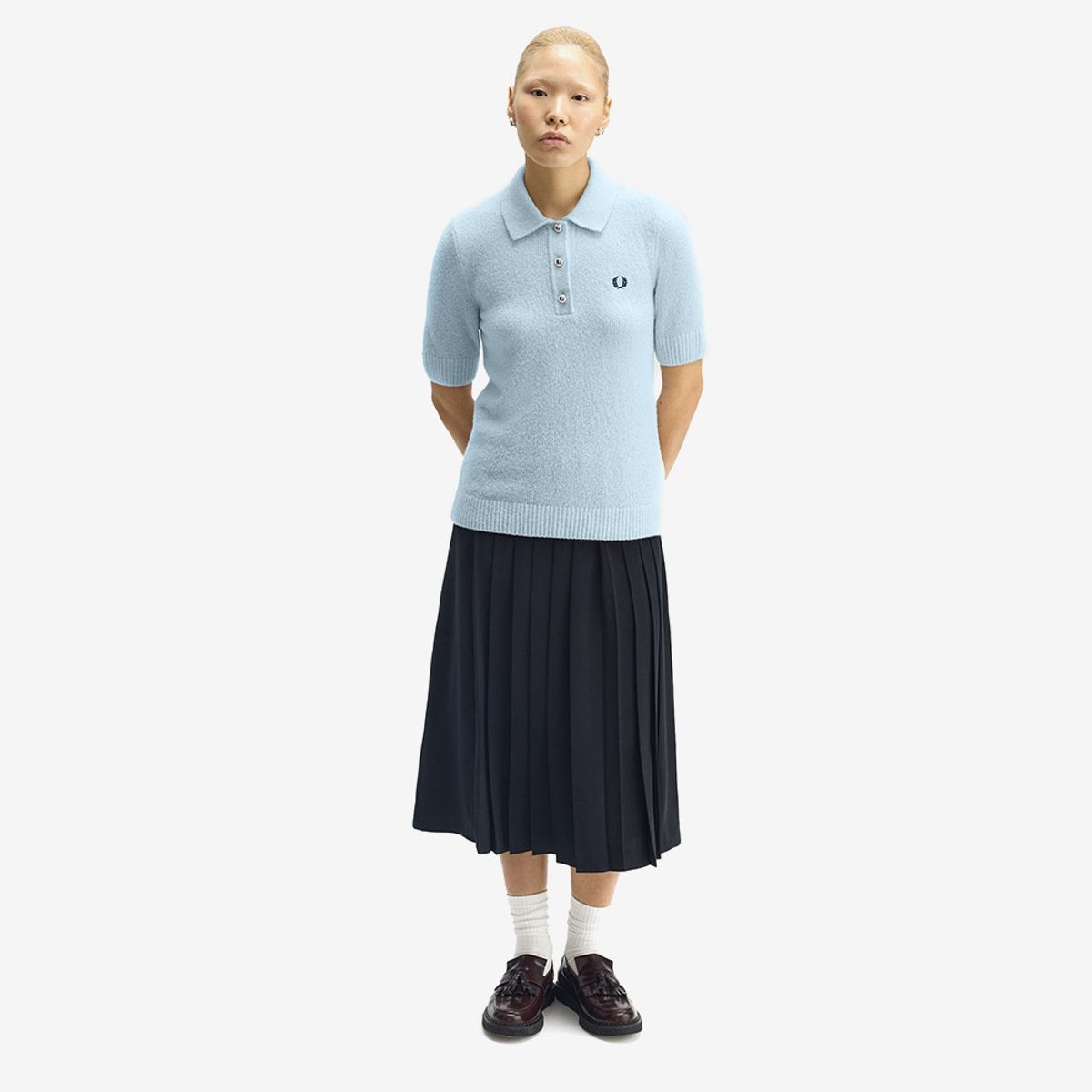 프레드페리(FRED PERRY) [Womens] 텍스쳐드 니트 셔츠 - 라이트 아이스 AFPF2531113-R30