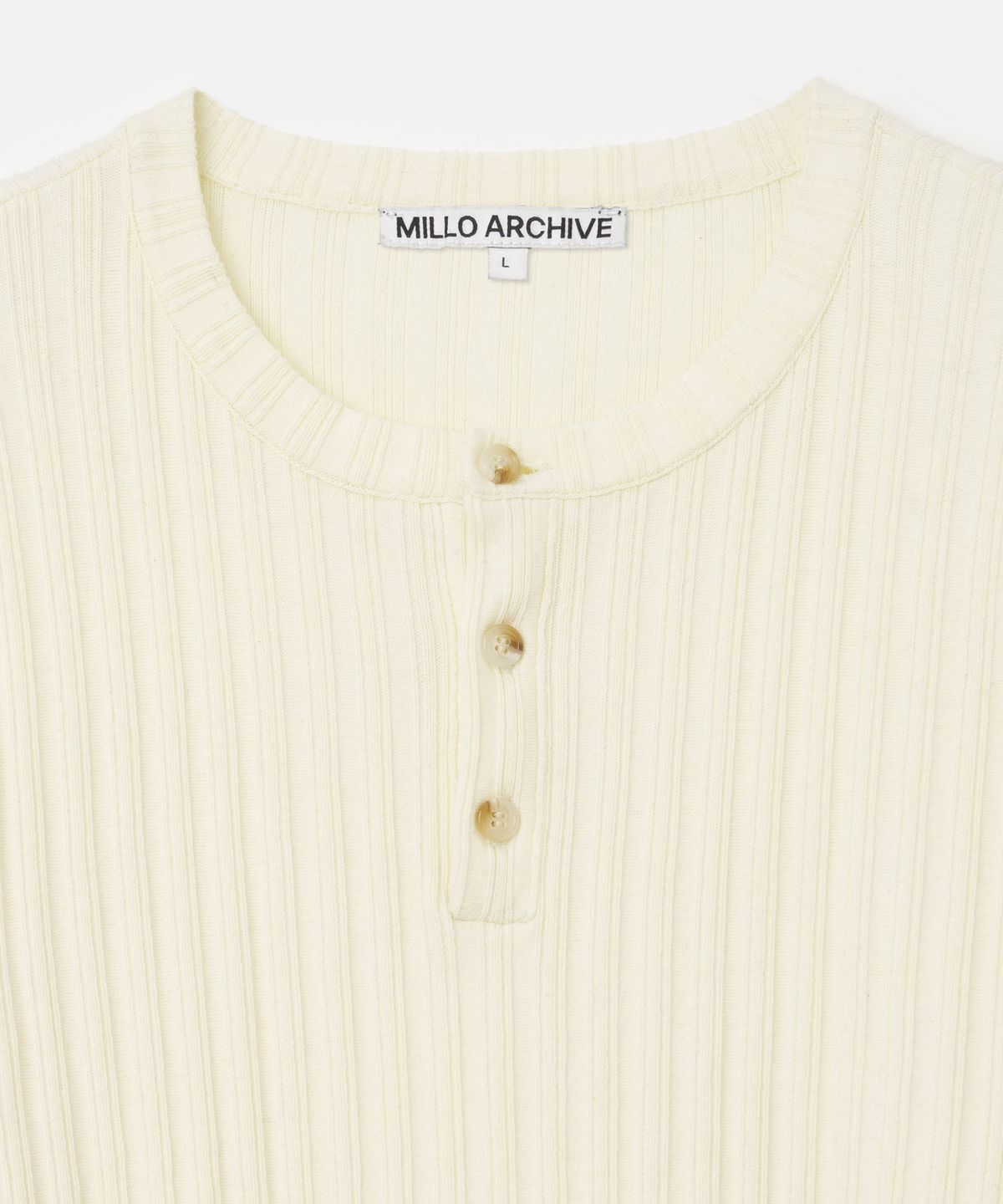 밀로 아카이브(MILLO ARCHIVE) 드래프트 헨리넥 니트 [아이보리]