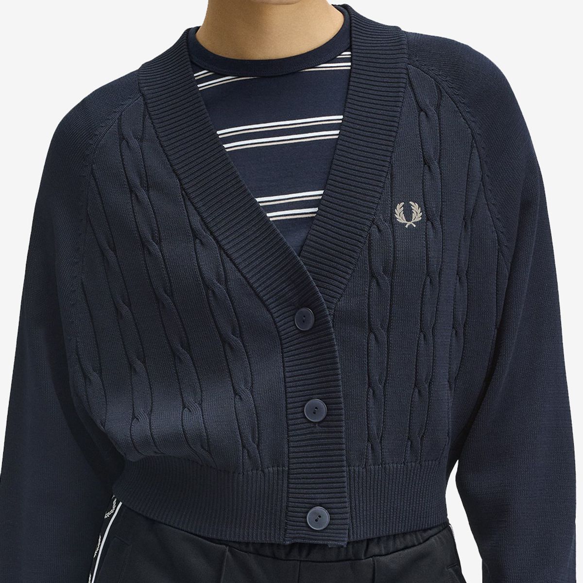 프레드페리(FRED PERRY) [Womens] 케이블 니트 가디건 - 네이비 AFPF2531105-608