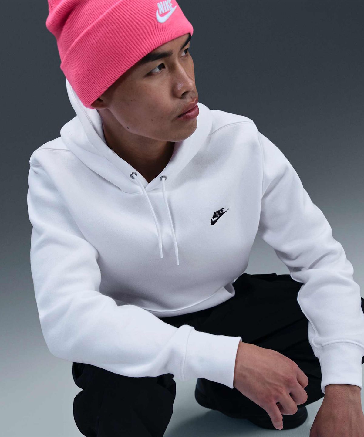 나이키(NIKE) 클럽 풀오버 플리스 후디 M - 화이트:블랙 / FN3860-100