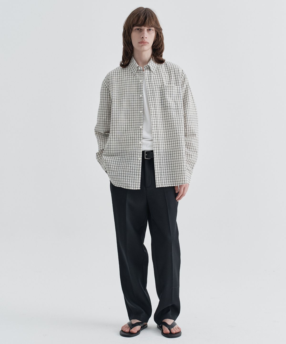 이지오(EZIO) Seersucker Check Shirt_White
