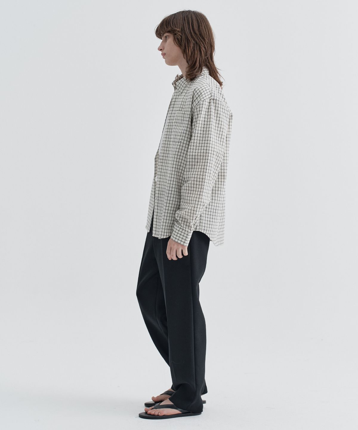 이지오(EZIO) Seersucker Check Shirt_White