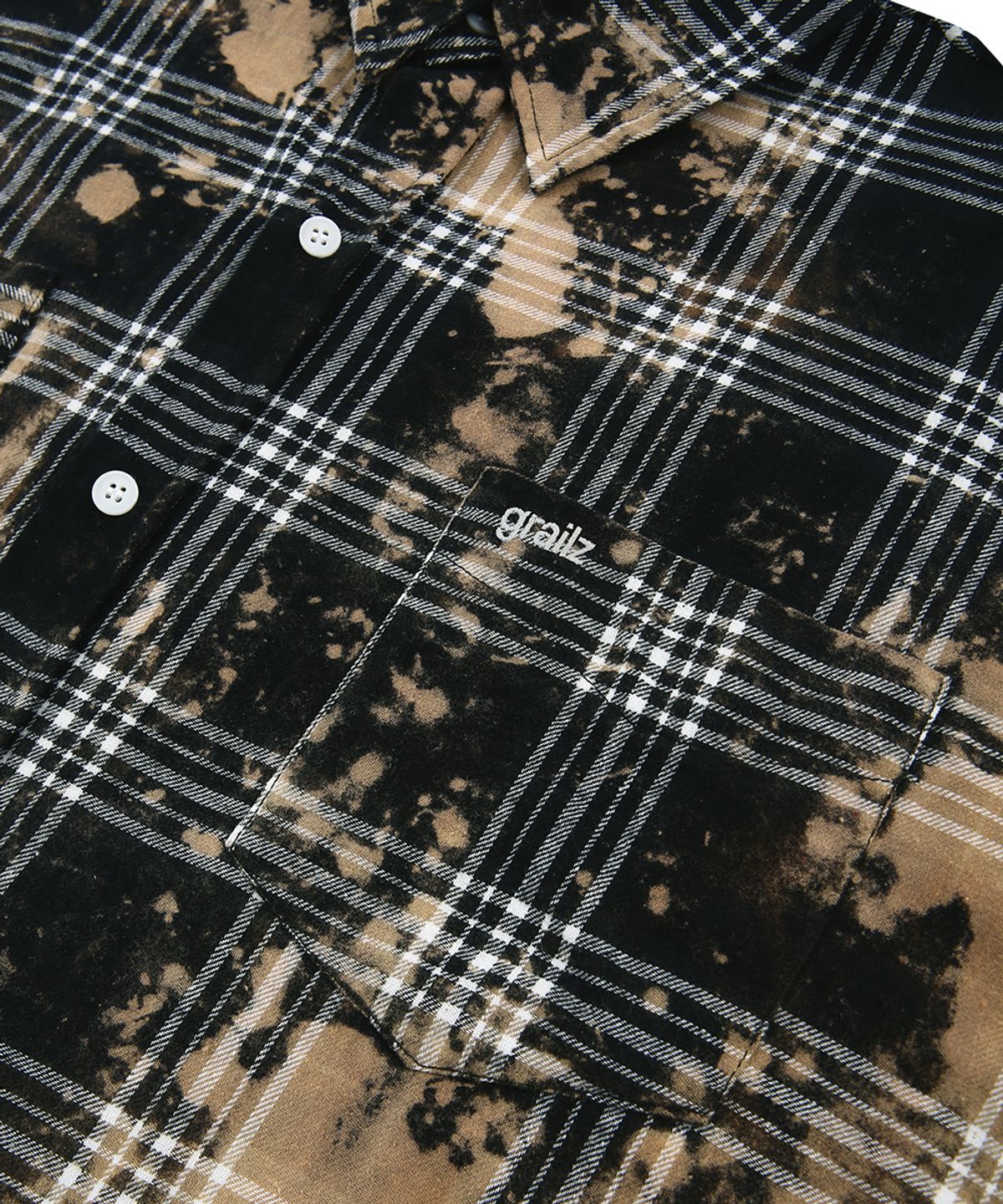 그레일즈(GRAILZ) BLEACHED PLAID SHIRTS [BLACK]