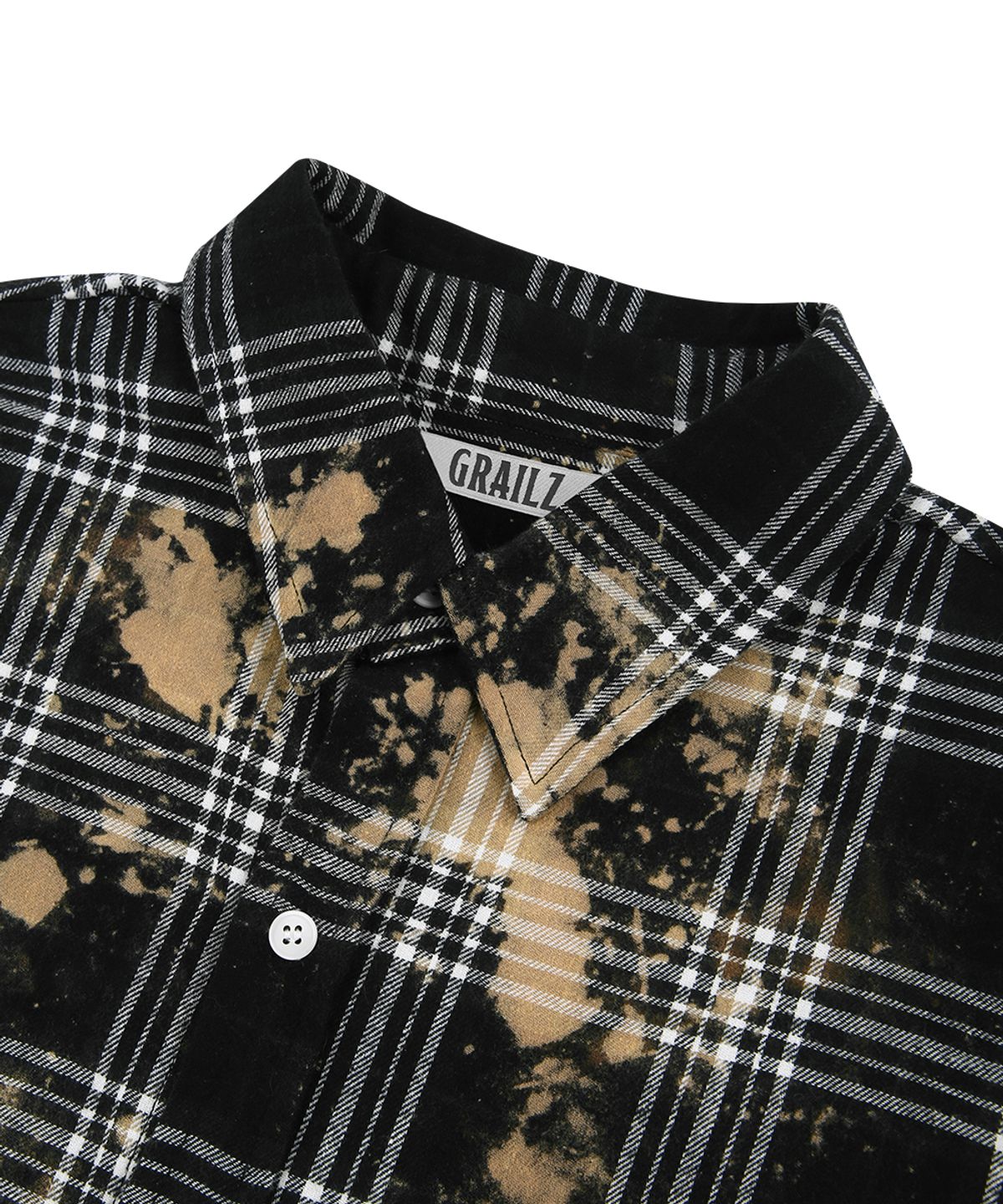 그레일즈(GRAILZ) BLEACHED PLAID SHIRTS [BLACK]