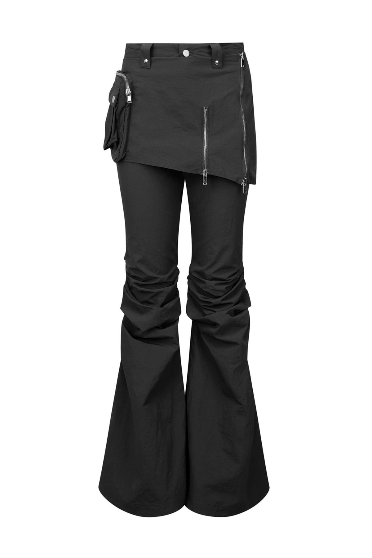 나체(NACHE) BOOTS CUT SKIRT PANTS (UNISEX) BLACK