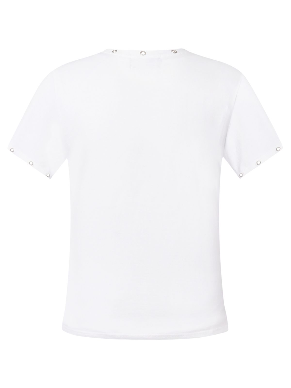 르렌느(LERENNE) Eyelet Slim Fit T-Shirt - White