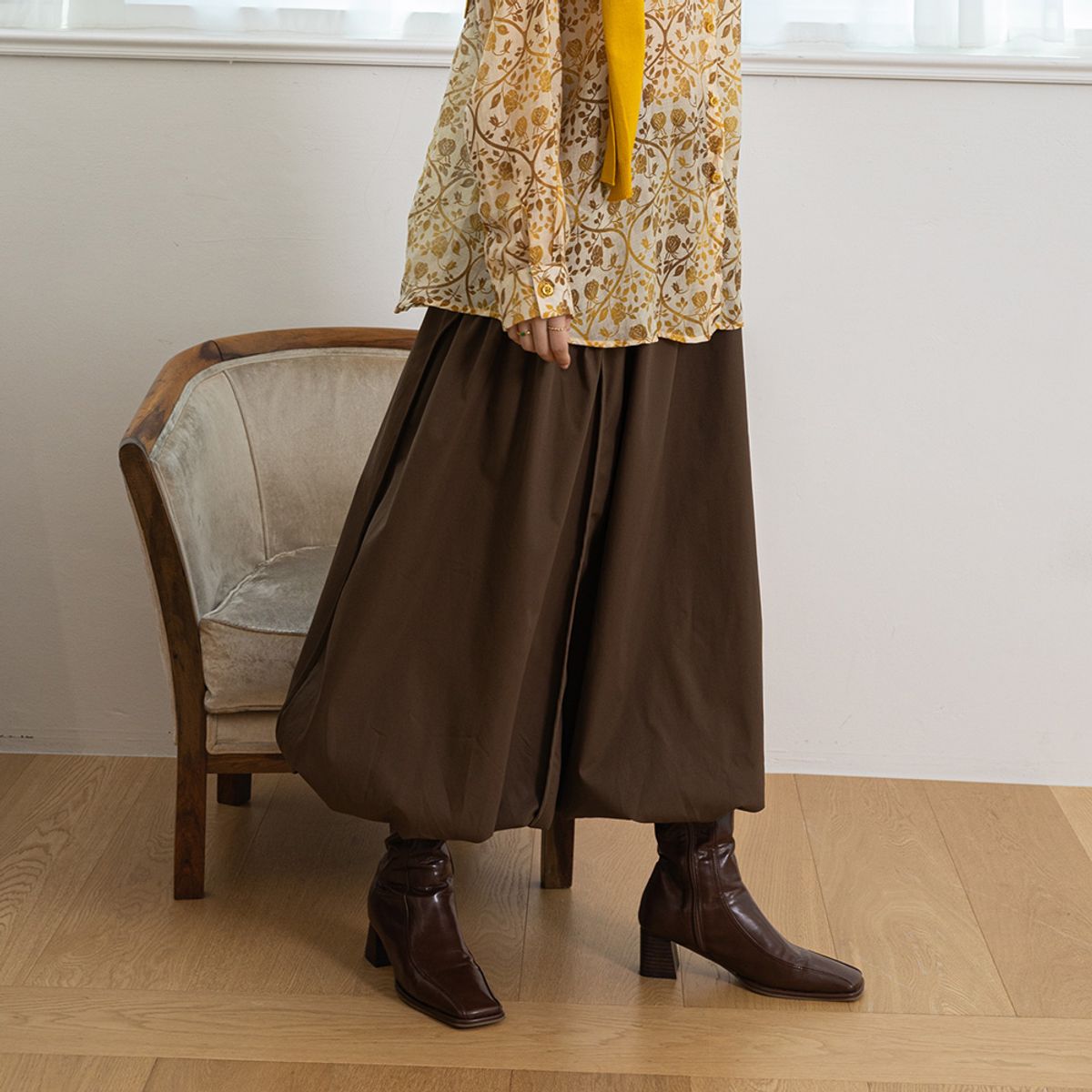 랭썬(LANGSON) LS_Brown bud skirt