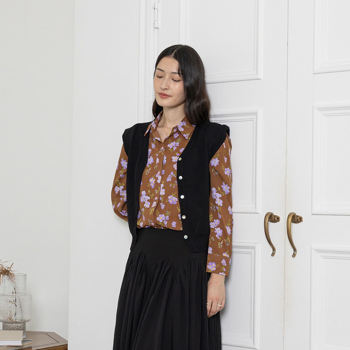 랭썬(LANGSON) LS_Butterfly pattern shirt_BROWN