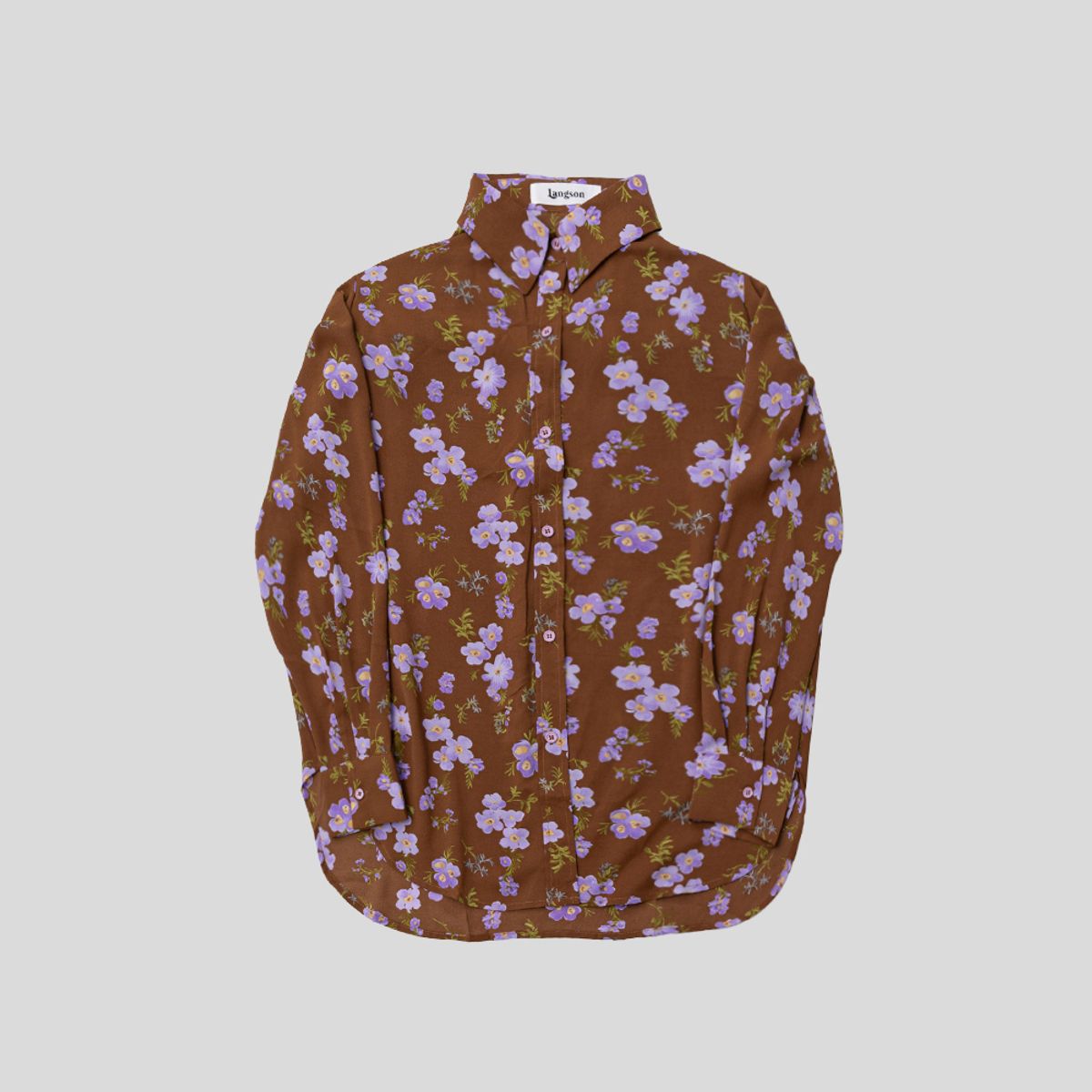 랭썬(LANGSON) LS_Butterfly pattern shirt_BROWN