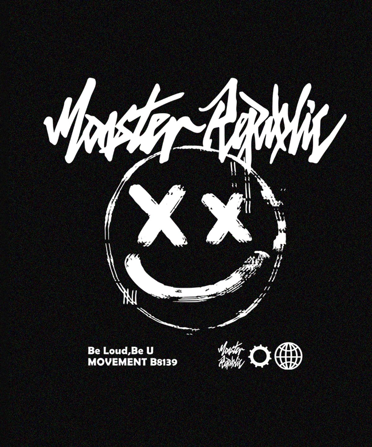 몬스터리퍼블릭(MONSTER REPUBLIC) 스마일 화이트 후드티 블랙_B8139