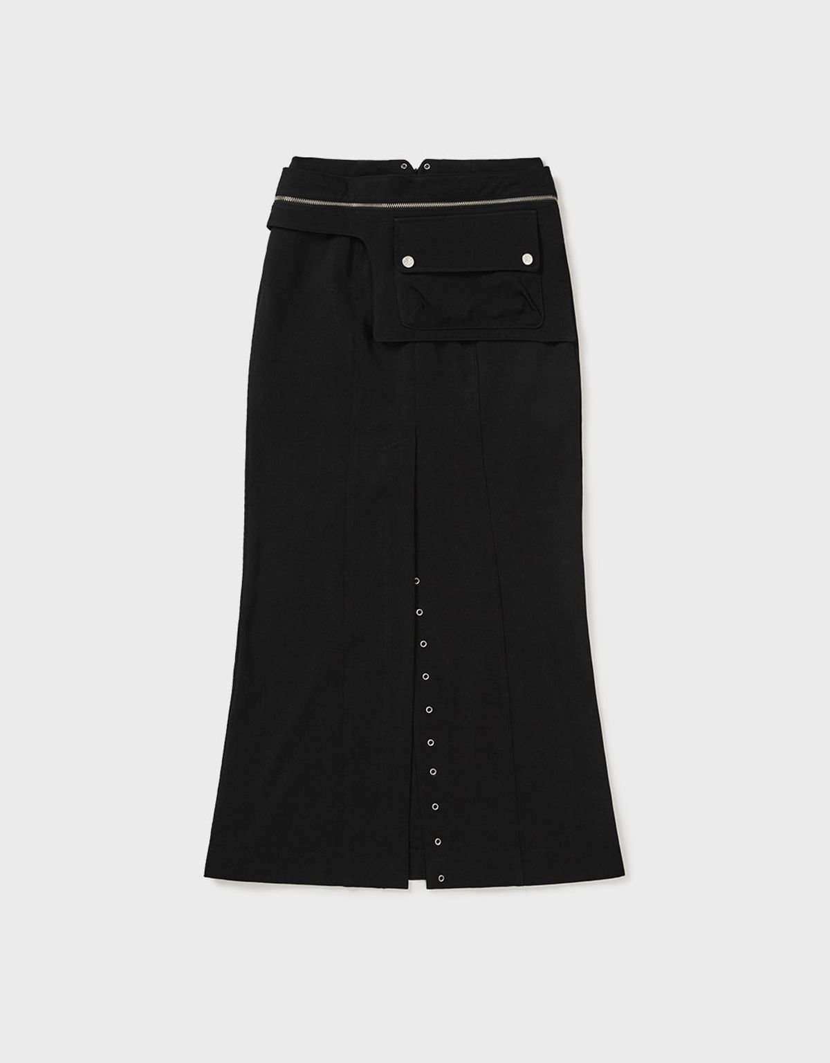 엠엠더블유(MMW) [MMW] BELT POCKET LONG SKIRT (BLACK)