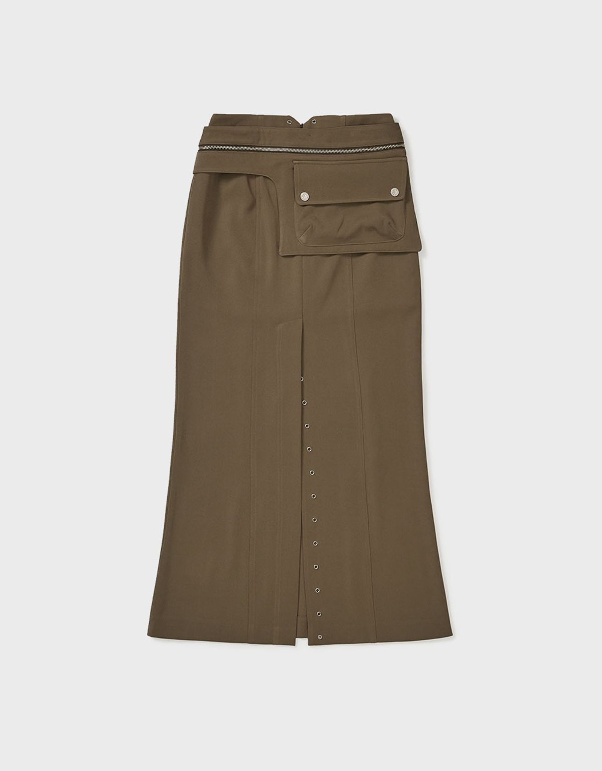 엠엠더블유(MMW) [MMW] BELT POCKET LONG SKIRT (BROWN)