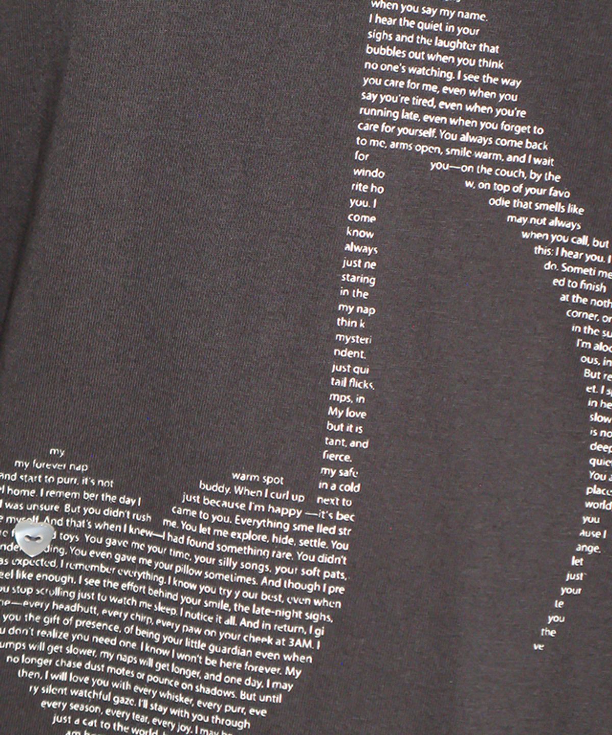 론론(RONRON) HEART NOTE TYPE OVER FIT LONG SLEEVE CHARCOAL