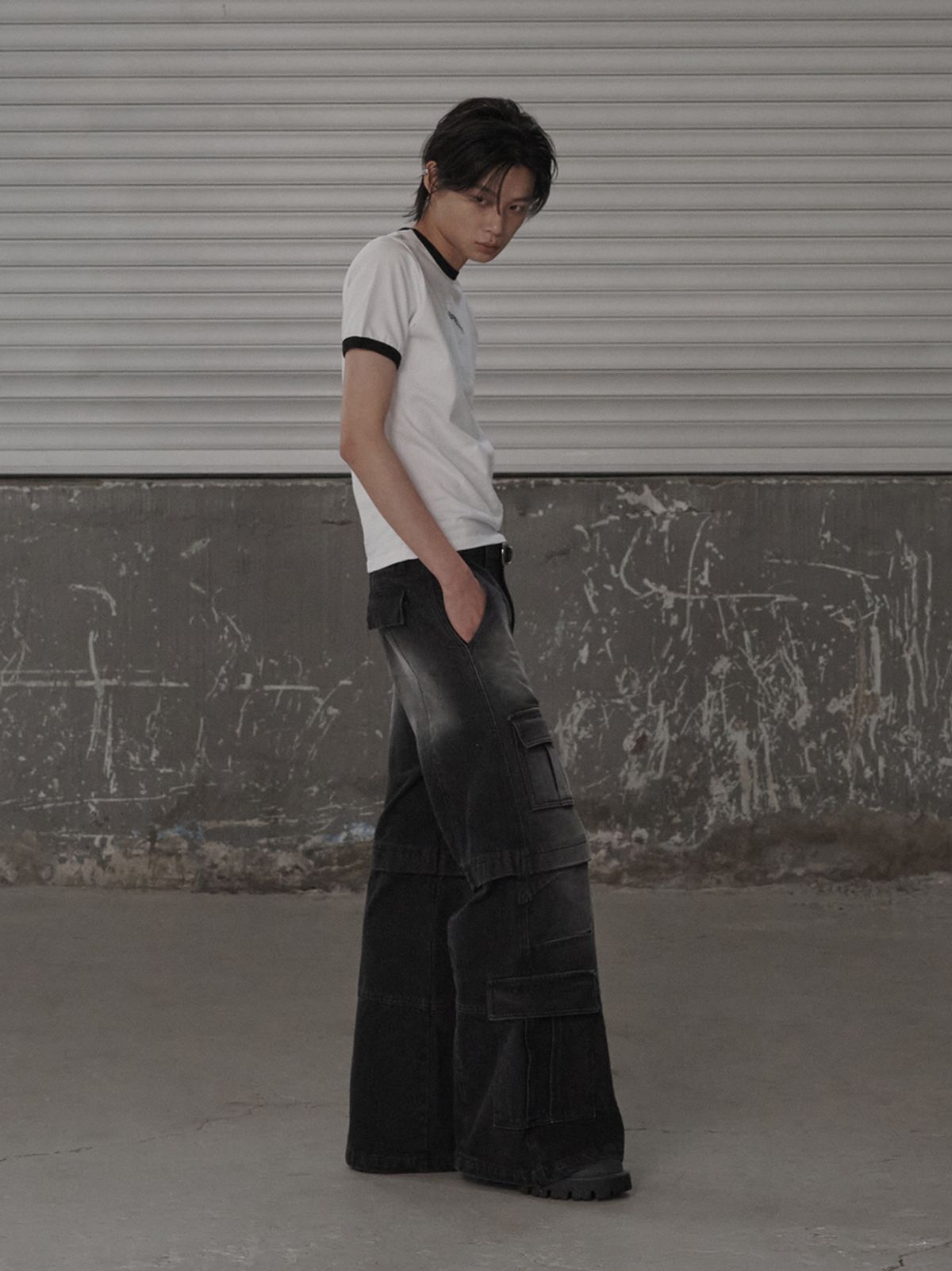 르렌느(LERENNE) Ringer Slim Fit T-Shirt - White